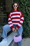 Powder Crew Neck Striped Oversize Knit Sweater - 2