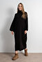 Women's High Neck Oversize Knit Dress – Black - 6