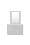 Tisley 6-Drawer Dresser with Mirror - Light Oak & White Faux Marble, 2-Yr Warranty, Stylish Storage - 2