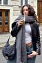 Imported Puffy Soft Textured Women's Scarf Shawl Shoulder Wrap Dark Gray