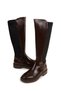 Women's Brown Ankle Boots with Flexible Fabric Details Below the Knee