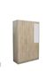 Supreme 3-Door Wardrobe with Mirror, French Sonoma Oak Engineered Wood, 5 Shelves, 2-Year Warranty - 4