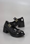 Byl 502 High Heel Loafer with Double Belt Detail