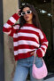 Powder Crew Neck Striped Oversize Knit Sweater