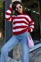 Powder Crew Neck Striped Oversize Knit Sweater - 7