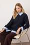 Navy Blue Boucle Knit Sweater Tctaw26Ak00014