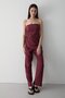 Burgundy Strapless Side Gathered Blouse Pants Set - 5
