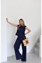 Navy Blue Milora Blouse Pants Set - 4