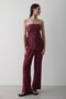 Burgundy Strapless Side Gathered Blouse Pants Set - 6