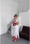Burgundy Embroidered 100% Cotton Shirt Skirt Set - 4