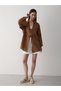 Brown 100% Cotton Linen Kimono Blouse with Lace Detail - 4