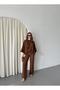Brown Batwing Sleeve Lace-Up Button Detailed Suit - 7
