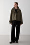 Khaki Hooded Short Trench Coat - 7003 - 6