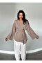 Milk Coffee Color Belted Kimono with Button Detail - 005 - 5