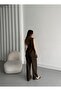 Brown Double Breasted Collar Vest Pants Set - 4