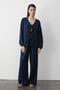 Navy Blue 100% Cotton Tie-Up Blouse Pants Set