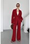 Burgundy Shawl Collar Kimono Set - 5