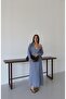Blue Gray Modal Fabric Shirt Dress Set - 5