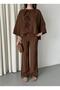 Brown Batwing Sleeve Lace-Up Button Detailed Suit - 3
