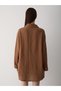 Brown 100% Cotton Linen Kimono Blouse with Lace Detail - 3