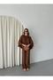 Brown Batwing Sleeve Lace-Up Button Detailed Suit - 5