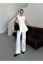 White Leandra Design Blouse and Pants Set