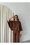 Brown Batwing Sleeve Lace-Up Button Detailed Suit - 6