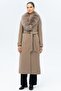 Detachable Fur Belted Long Cashmere Coat K. Kamel 3133-Tk - 3