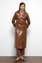 Epaulet Detailed Double Breasted Leather Trench Coat Taba 6756 - 3
