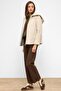 Removable Hood Zipper Detailed Oversize Coat Bej 3128 - 4