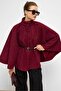 Belted Thick Poncho Bordo 3154 - 5
