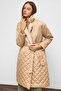 Plush Garnished Double Breasted Quilted Coat with Snap Closure Taş 6787 - 6