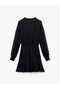 Long Sleeve Double Breasted Neckline Textured Layered Gipeli Chiffon Mini Dress - 4