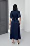 Lisa Women's Satin Evening Dress Navy Blue - 4