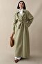 Double Flap Belted Mint Green Trench Coat