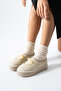 Beige Furry Helmet Comfortable Shoes