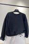 Stone Washed Tumbled Effect Back to School Black Sweatshirt - 2