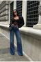 Women's Loose Fit High-Waisted Stone-Embellished Jeans - 7