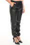 Women's Black Lace Detailed Inside Fleece-Lined Balloon Model Leather Pants Leggings