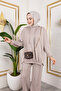 Modal Fabric Beige Oversized Two-Piece Set - 2