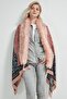 Pink Women's Poncho with Shawl Pattern - 2