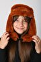 Tile Plush Furry Girl's Beret Hat with Earflaps and Snap Fasteners - 2
