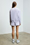 Jennıfer Women's Organic Cotton Embroidered Round Neck Oversize Lilac Sweatshirt - 5