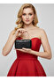 Black Color Anaconda Patterned Matte Stylish and Luxurious Women's Evening Dress Bag