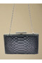 Black Color Anaconda Patterned Matte Stylish and Luxurious Women's Evening Dress Bag - 7
