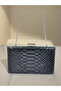 Black Color Anaconda Patterned Matte Stylish and Luxurious Women's Evening Dress Bag - 6