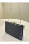 Black Color Anaconda Patterned Matte Stylish and Luxurious Women's Evening Dress Bag - 6