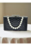 Black Color Anaconda Patterned Matte Stylish and Luxurious Women's Evening Dress Bag - 5