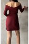Women's Madonna Collar Burgundy Dress - 3