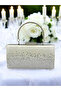 Special Design Metal Handle Crystal Stone Double Color Pearl Silver Evening Dress Bag Kına - 6